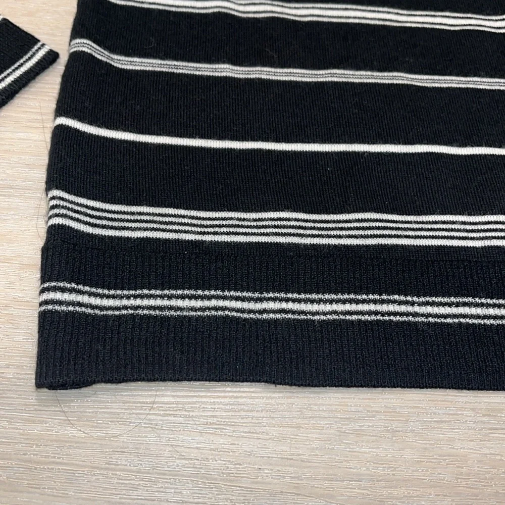 J. Crew | Margot Crewneck Merino Wool Sweater black white classic stripe